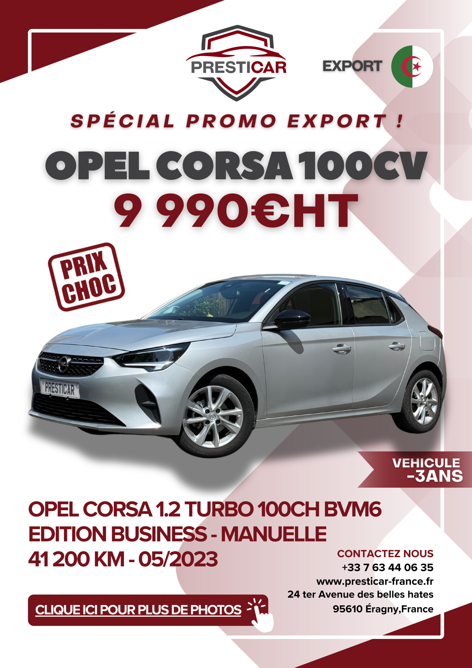 Presticar OCCASION vehicule export algerie -3ans