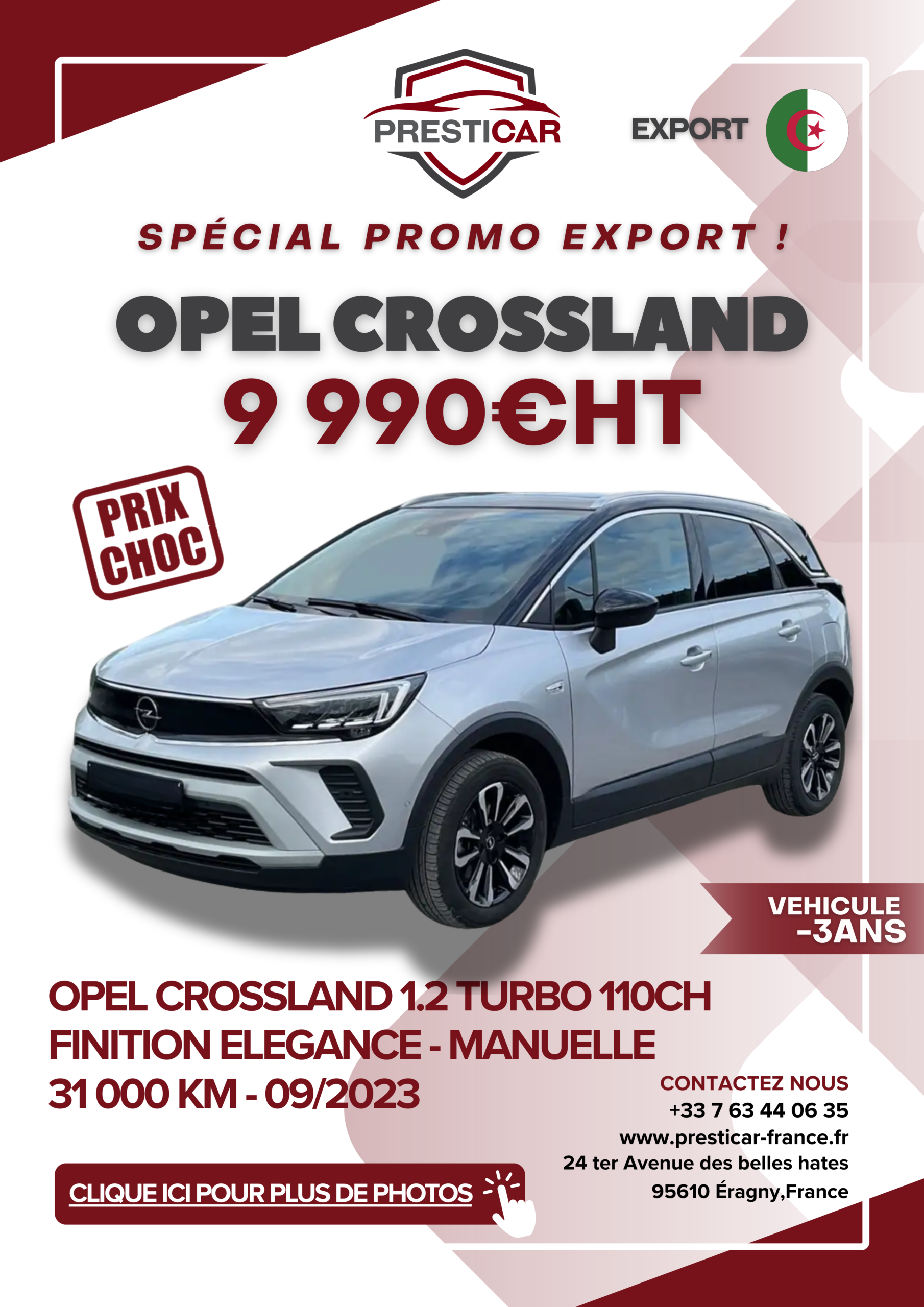 Presticar OCCASION vehicule export algerie -3ans