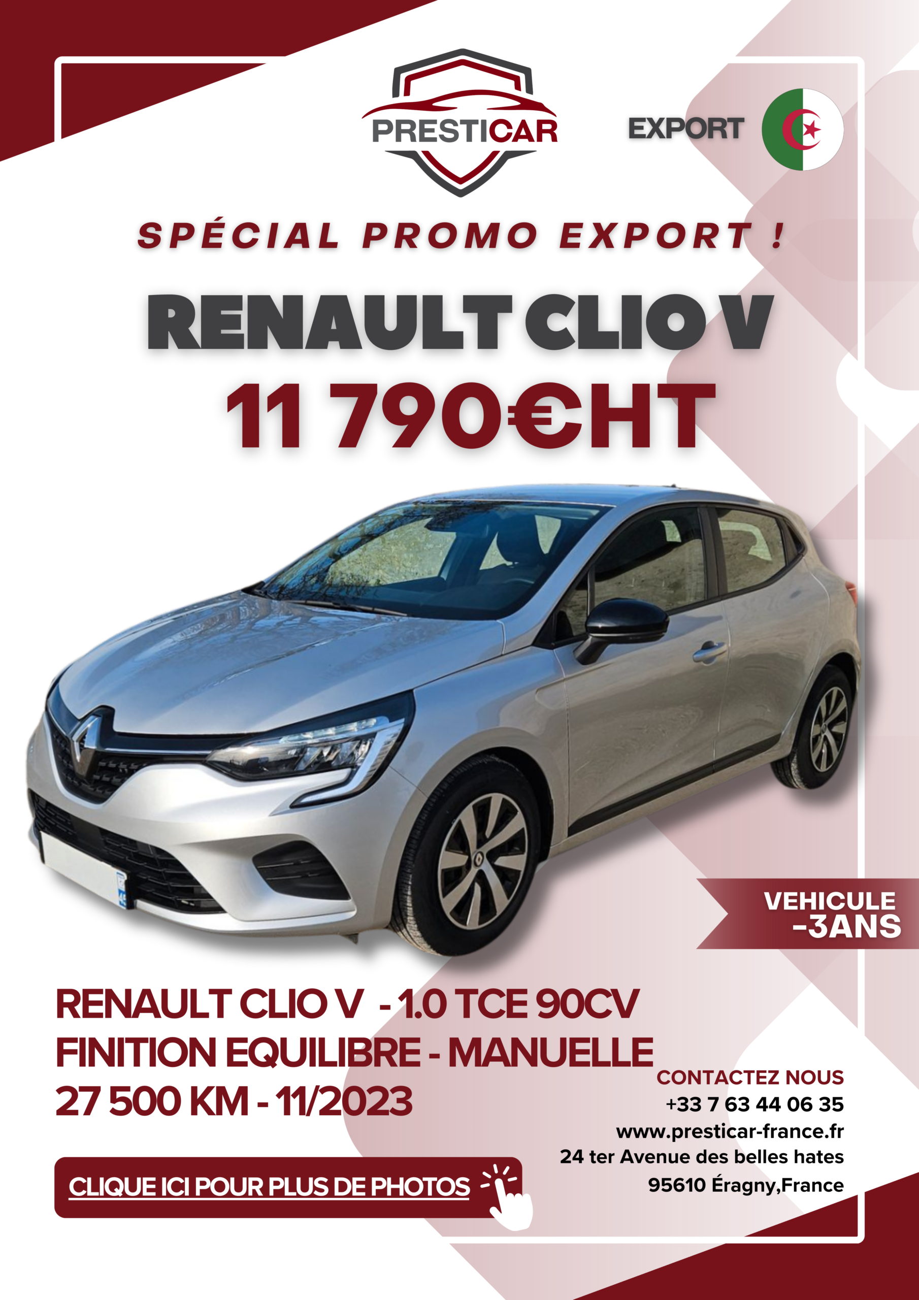 Presticar OCCASION vehicule export algerie -3ans