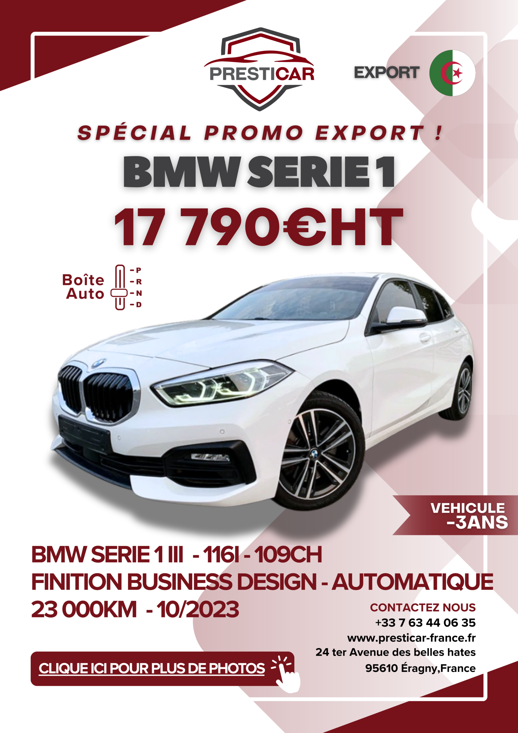 Presticar OCCASION vehicule export algerie -3ans