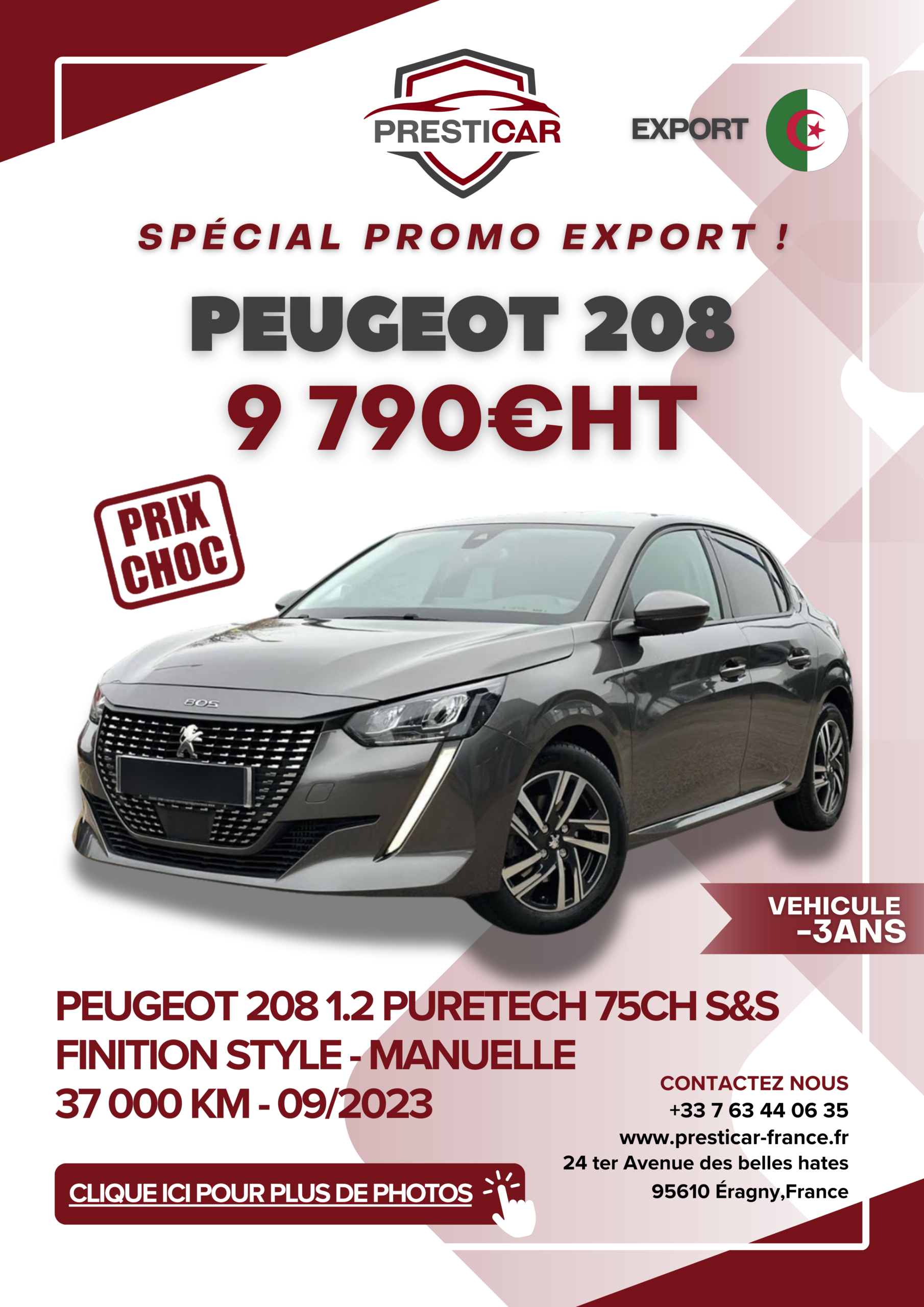 vehicule export algerie occasion -3ans