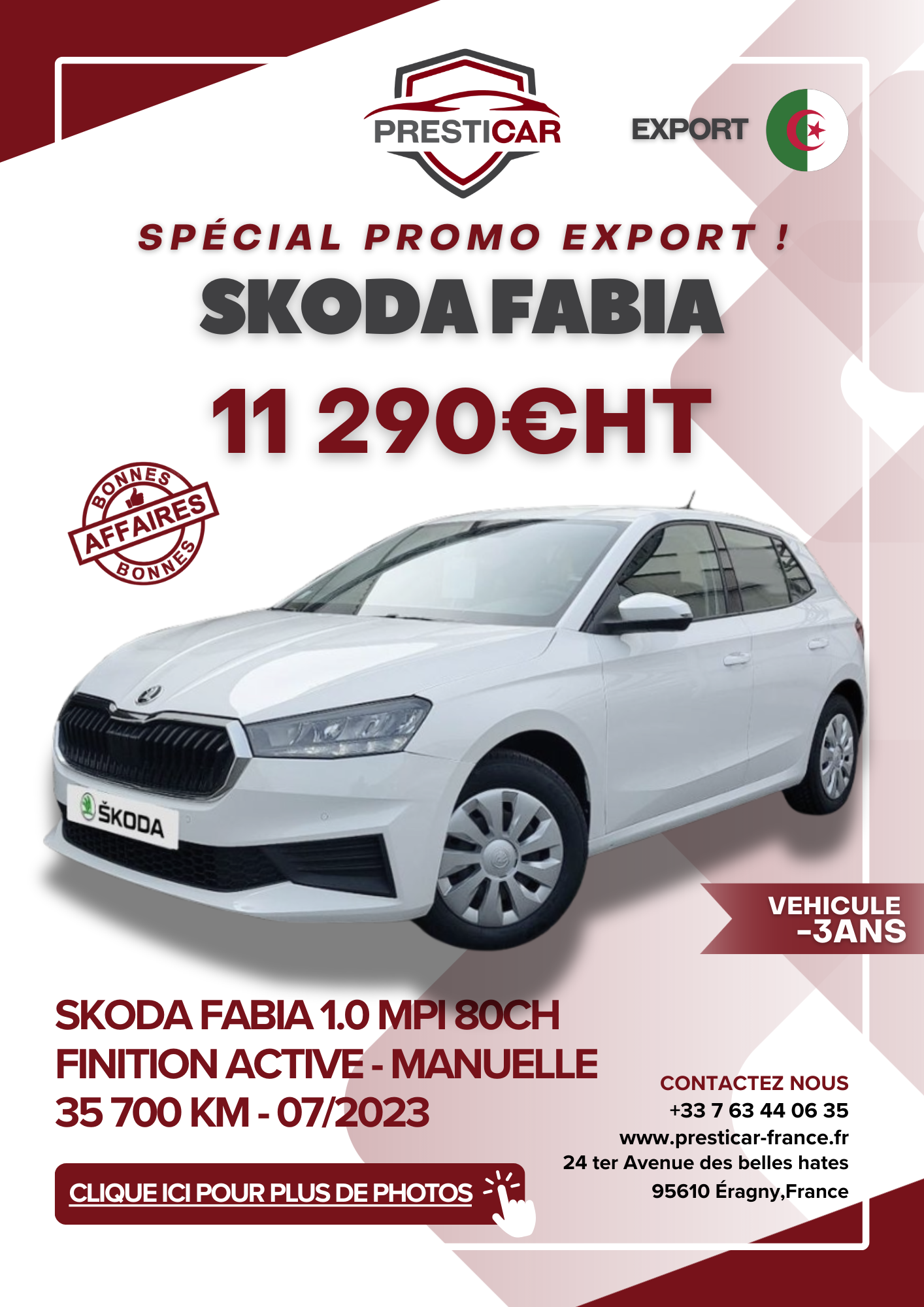 vehicule export algerie occasion -3ans