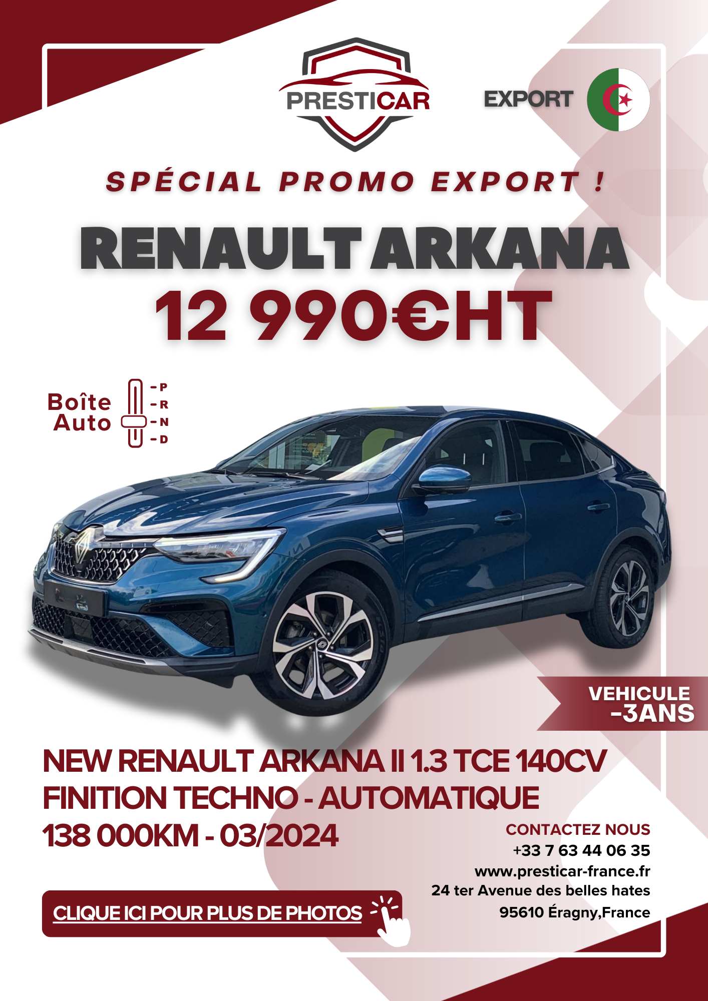 vehicule export algerie occasion -3ans