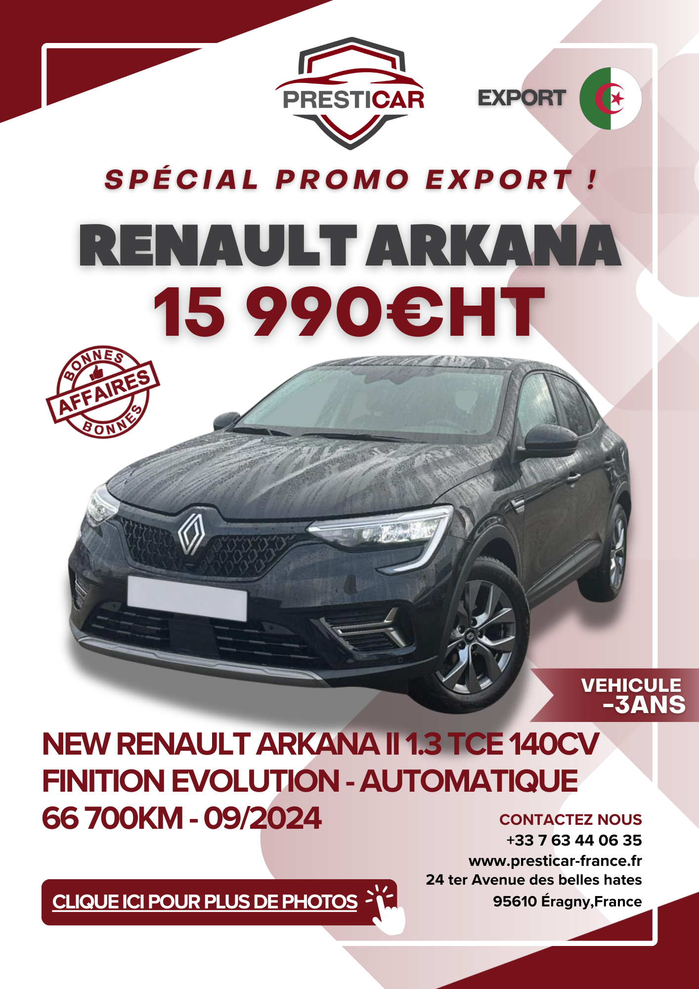 vehicule export algerie occasion -3ans